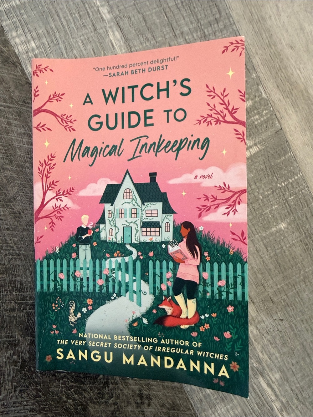 A Witch's Guide to Magical Innkeeping by Sangu Mandanna - Pink & Teal Cover